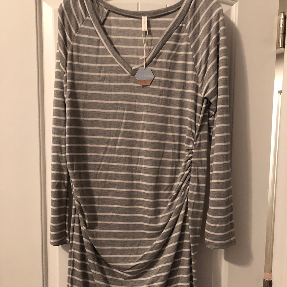 Pinkblush grey strip maternity dress